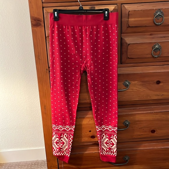 Sweaty Betty Base Layer Leggings in Cardinal Red Fairisle NWOT - Picture 1 of 9